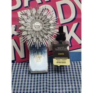 BBW Silver Snowflake Night Light Fragrance Wallflower Plug In & Leaves Refill